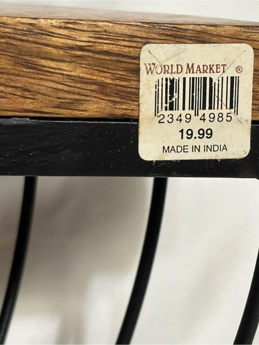 Cost Plus World Market Black Metal and Brown Wood Fan-Style Half-Moon Wall Shelf